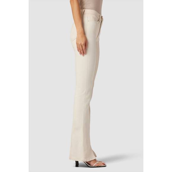 NEW HUDSON barbara high-rise bootcut slit hem jean in ecru colorblock - Picture 2 of 4